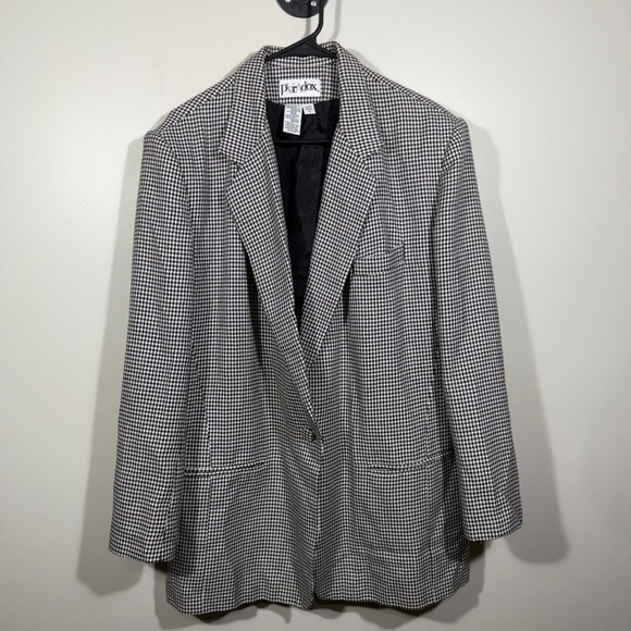 Paradox Jackets & Blazers - Paradox Houndstooth‎ Blazer Jacket Women's Size 16 Black White Oversized 90s